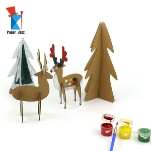 Hot Sale Custom DIY Figures For Kids Cardboard Puzzle Drawing Toys 6 Gouache Color + 1 Brush Kit Paper Jazz