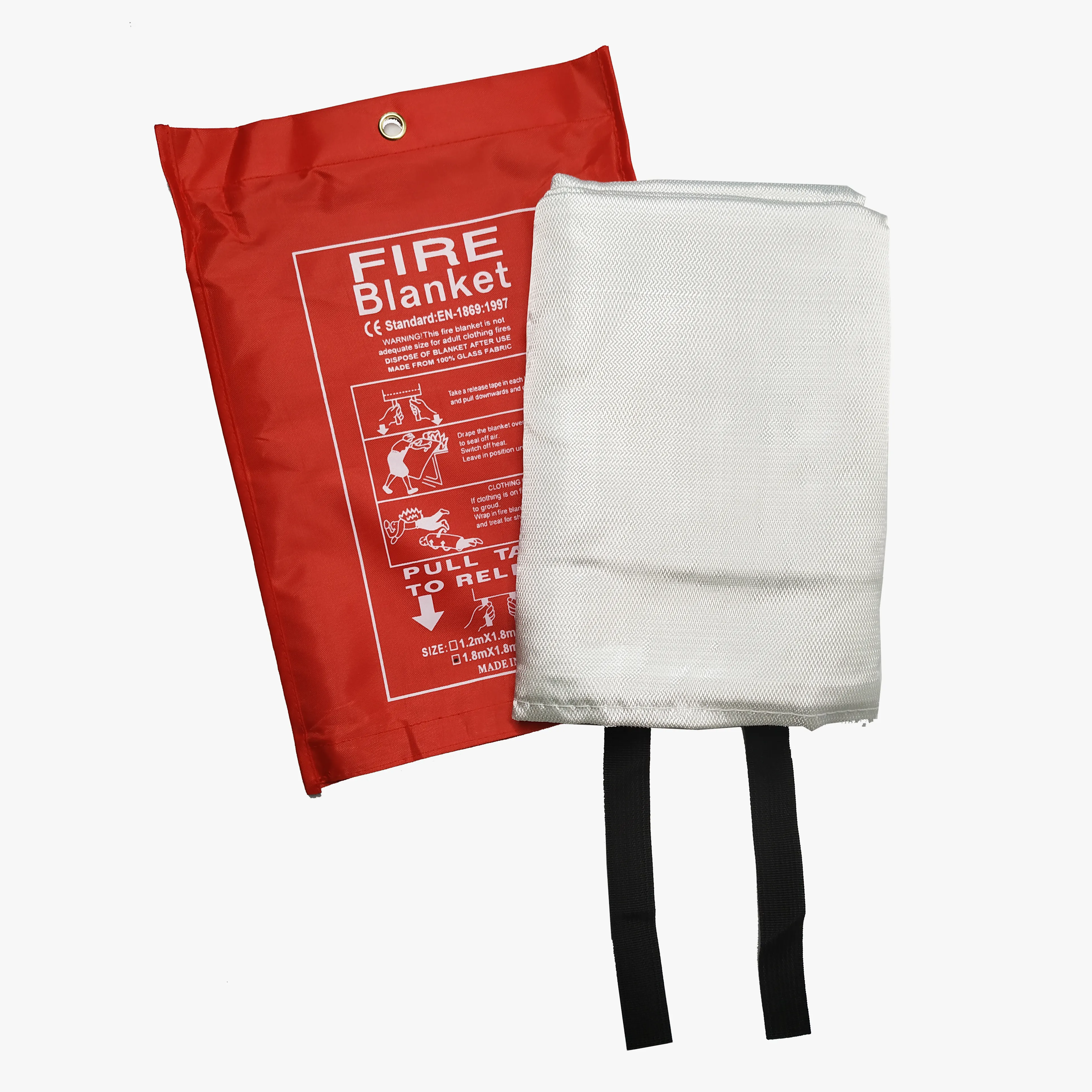 Sıcak satış ve düşük fiyat yangın battaniyesi 1.0*1.0m ve 1.2*1.2m ve 1.2*1.8m yangın söndürme acil söndürme yangın fiberglas kumaş