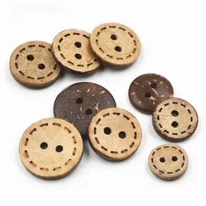 Sewing On Labels Wholesale 2 Holes Commonly Use Natural Coconut Shell Wooden Toggle Shirts Buttons