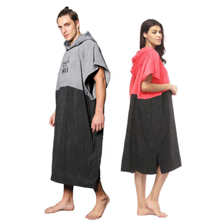 Полотенце-пончо из микрофибры, пляжное полотенце-пончо с индивидуальным логотипом, полотенце-пончо с капюшоном для взрослых, полотенце-пончо для серфинга