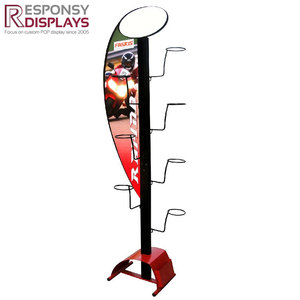 Estante de exhibición de piso de Metal, soporte de cuatro lados multicapa con ruedas, diseño de lámpara de calle para almacenamiento de casco de motocicleta, tienda minorista - Product Image 3