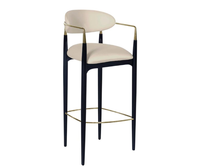 Chaise de bar haut en cuir italien, tabouret avec pieds en acier