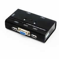 Conmutador KVM USB 2.0 de 2 Puertos con 2 Cables VGA USB para Controlar 2 Computadoras para Compartir Mouse/Teclado/Monitor/Impresora