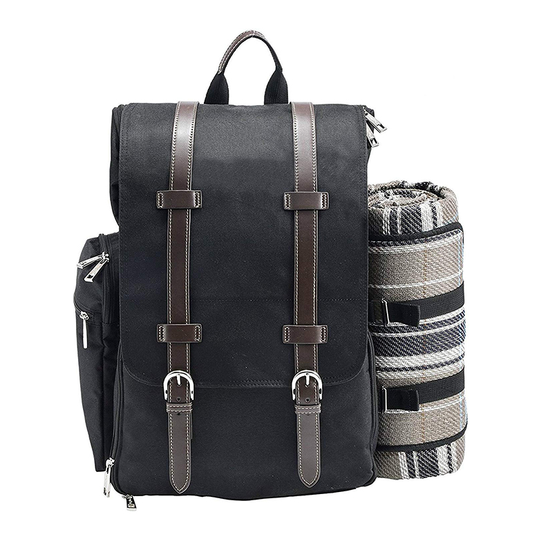 Оптовая продажа, водонепроницаемый складной и изолированный рюкзак для пикника с посудой и держателем для винных бутылок