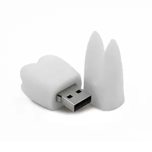 Promotional Dentist Gifts Gadget Usb Stick Funny Wisdom Teeth Shape Disk Pvc Teeth Usb Flash Drive White USB 2.0 Your Logo OEM