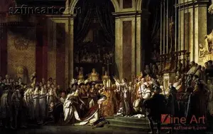 Famous painting of The Coronation of Napoleon by artist Jacques-Louis David