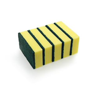 Paquete de 5 platos de cocina para lavar limpieza Nylon <span class=keywords><strong>verde</strong></span>/amarillo economía esponja <span class=keywords><strong>estropajo</strong></span> - Product Image 1