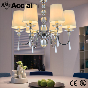 European hotel classic grand LED <span class=keywords><strong>lampadario</strong></span> di cristallo <span class=keywords><strong>con</strong></span> paralume in tessuto - Product Image 2