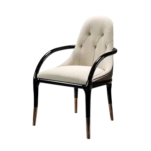 Luxury genuine leather dining chair with armrest