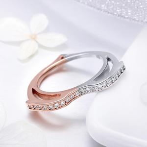 Anello <span class=keywords><strong>coppia</strong></span> in <span class=keywords><strong>argento</strong></span> sterling s925 anello elfo coreano con diamante semplice SCR418 - Product Image 3