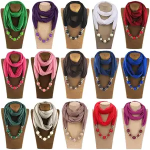 Fashion Colorful Design Pendant Scarf Alloy Jewelry Scarf Necklace Scarves R12