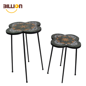 Ensemble De <span class=keywords><strong>2</strong></span> Ronde En Céramique Extérieure Robuste En Plein Air Pot De Fleur Mosaïque Plant Stand - Product Image 1