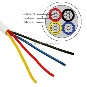 Cable de alarma de seguridad CCA, blanco de 4 núcleos, 7/0, 2mm, 100m