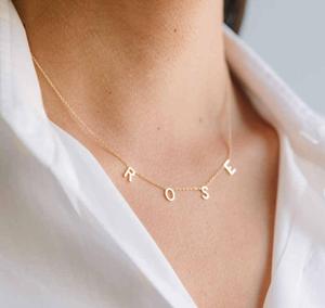 Collier en acier inoxydable pour Femme, bijoux d'<span class=keywords><strong>espace</strong></span>, personnalisé, avec mot, <span class=keywords><strong>initiale</strong></span>, en or - Product Image 4