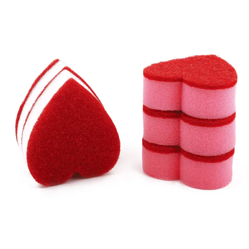 Heart shaped Non abrasive cleaning sponge scourer