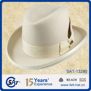 Sombrero fedora de fieltro 100% lana con pluma lateral - Product Image 1