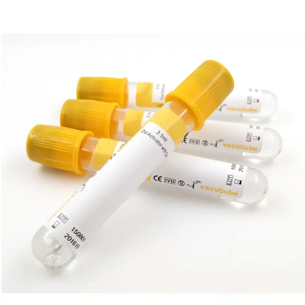 Vacuum Clot Activator vacutainer Tube used in blood collection for biochemistry and immunology in medical inspection.