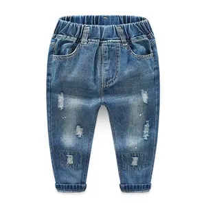 Простые Узкие рваные повседневные джинсы для мальчиков от китайского производителя
