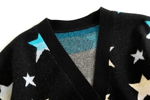 Autunno <span class=keywords><strong>donna</strong></span> X-lungo <span class=keywords><strong>Cardigan</strong></span> in cotone con motivo a stella <span class=keywords><strong>giacca</strong></span> a maglia con Logo frontale stile Casual cappotto invernale - Product Image 3