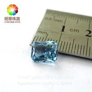 Rectangle octagon cut M-Aquamarine #106 Synthetic spinel gemstone for jewelry making