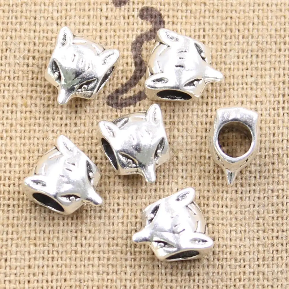 10*7*9mm wolf fuchs 4.5mm Big Hole Antique Silver Beads Charms Fits Diy Charms Bracelet Jewelry Beads