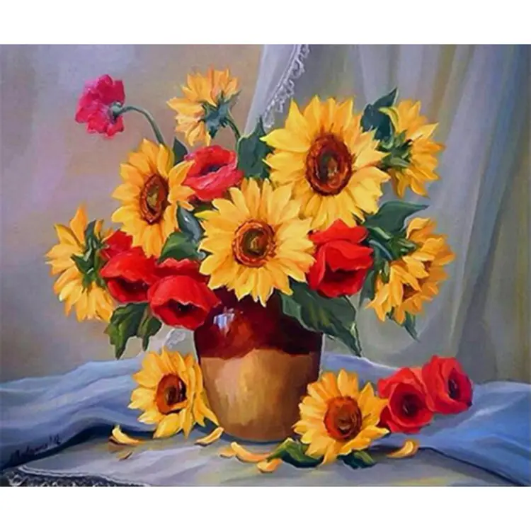 sunflower vase art round or square drill diamond embroidery kits home decoration gift DIY full diamond painting