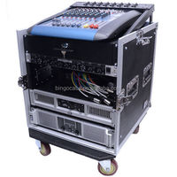 Estuche de Rack de Audio Profesional de Aluminio para Amplificador PA 10 Espacios con Parte Superior Inclinada para Mezclador y Ruedas
