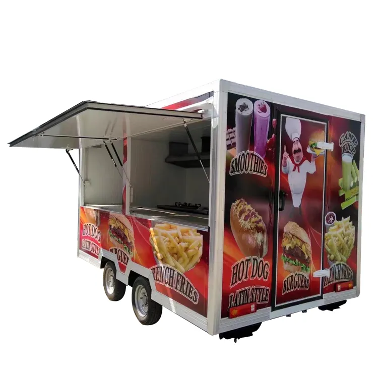 عالية الإنتاجية هوت دوج عربة القهوة عربية بيع الطعام في الشارع مقطورة المحمول في الهواء الطلق الغذاء شاحنة للبيع