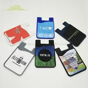 2024 2025 Wholesale phone case wallet promotional silicone adhesive phone wallet with microfiber screen cleaner