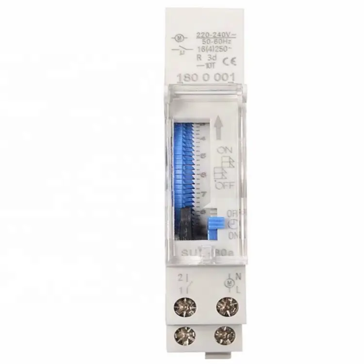 Zhejiang Pabrik SUL180A 230VAC 50-60Hz 24 Jam Programmable 15 Menit Minimum Unit Pengaturan DIN Rail Analog Timer, Time Switch