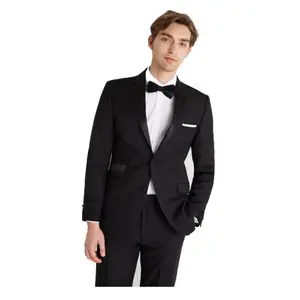 Costume d'affaires haut de gamme, costume de mariage pour hommes, noir et bleu, avec Long dos fendu, coupe cintrée, nouvelle collection 2020