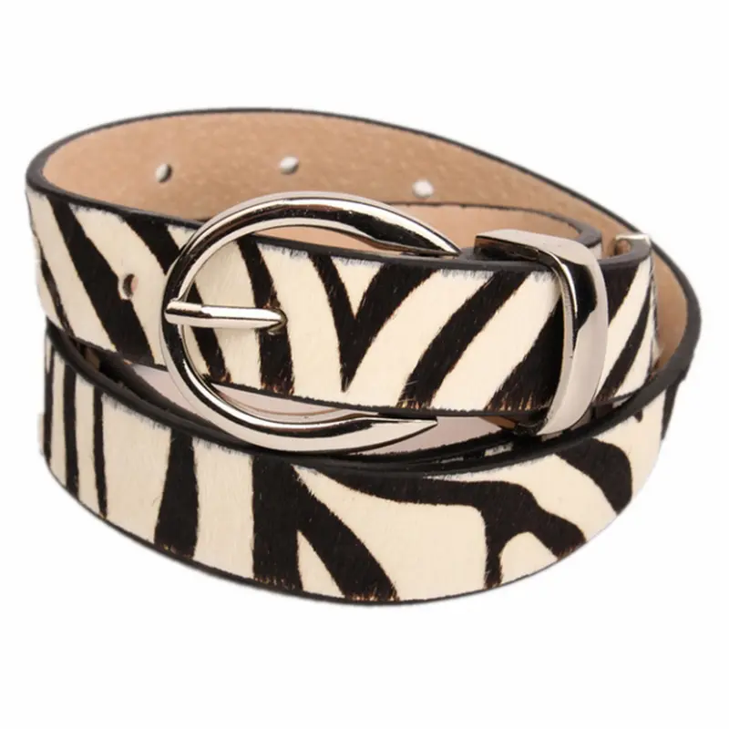 Metal Tipped D-Ring Zebra Leather Belt