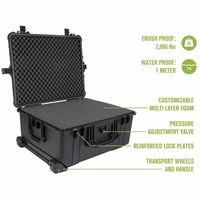 Grande boîte de transport en plastique imperméable à roulettes pour outils, appareil photo et photographie, avec mousse de protection