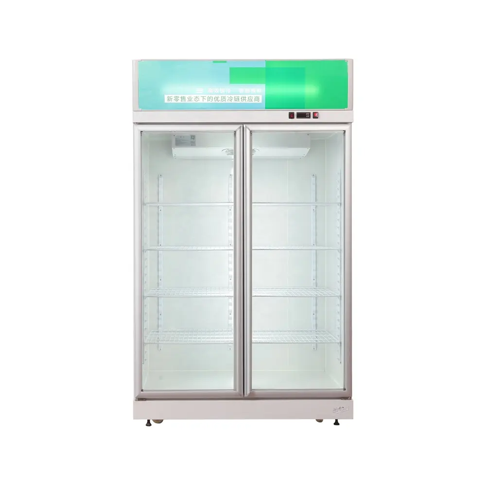 1000L Upright Double door beverage merchandiser refrigerator