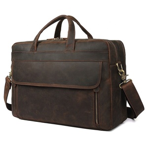 Borsa per Laptop in Pelle Premium Crazy Horse da 17 Pollici, Borsa Messenger in Vera Pelle da Uomo, Grande Borsa in Stile Cowboy, Valigetta in Pelle - Product Image 1