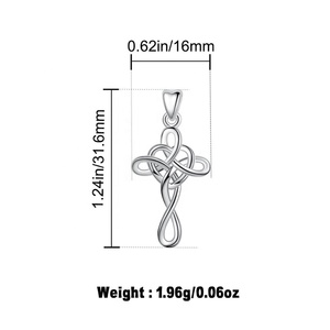 925 <span class=keywords><strong>Sterling</strong></span> <span class=keywords><strong>Silver</strong></span> Mode Liontin Kalung Silang Simpul Irlandia <span class=keywords><strong>Celtic</strong></span> untuk Pria