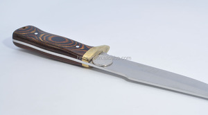 Cuchillo de supervivencia para exteriores, hoja fija, espiga completa, mango de madera pakka de latón, cuchillo de caza para acampar - Product Image 3
