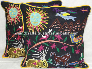 Housses de coussin de canapé brodées Suzani décoratives pour la maison indienne - Product Image 2