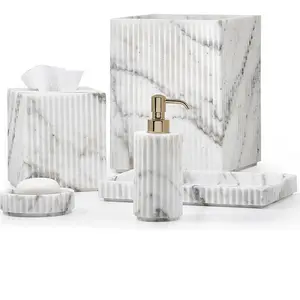 New fashion products white marble resin washroom accessories set