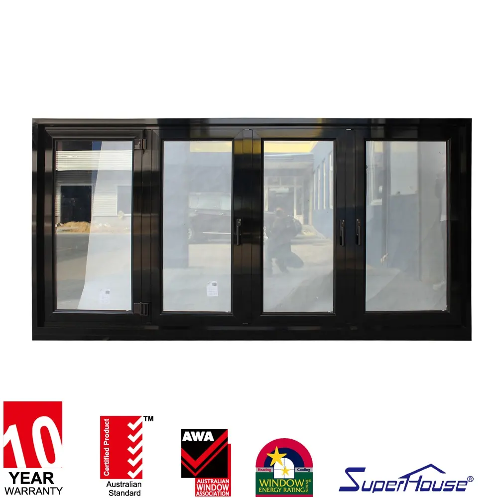 Superhouse AS2047 rating standard Commercial system glass aluminum kitchen bar bifold bifolding window