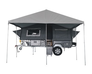 Remolque Camper Todoterreno de 7x6 pies con Piso Rígido, Plegable en la Parte Trasera, Acabado Esmaltado, con Tienda de Lona y Cama Acolchada - Product Image 1