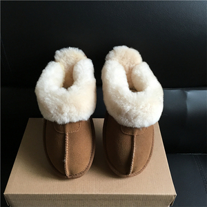 Le donne di Colore Marrone Morbida Pelle di Pecora Shearling Pantofole dimensione Reale di Cuoio 7-8 - Product Image 4