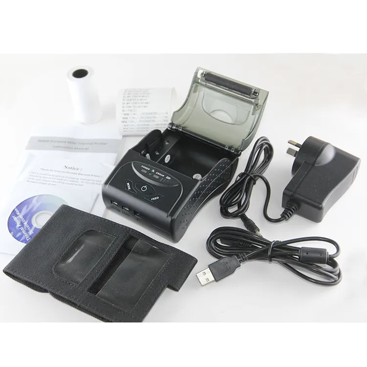 Machine de facturation noire Portable, interface USB, Mini imprimante thermique mobile sans fil