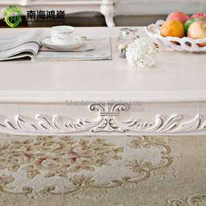Wood French Provincial <strong>Coffee</strong> <strong>Table</strong> Hand Carved Solid Living Room Furniture Modern Rectangular <strong>Silver</strong> or Golden Stroke Excellent - Product Image 2