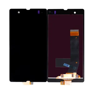 Suku Cadang Ponsel Asli LCD untuk Sony untuk Xperia Z C6603 C6602 L36h L36i Rakitan Digitizer Layar Sentuh LCD