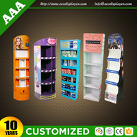 Modernes, faltbares und anpassbares freistehendes Display-Regal für Postkarten und Grußkarten aus Wellpappe für den Einzelhandel