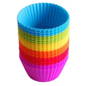 Hot Selling Reusable Silicone Baking Cups Round Shape Muffin Cupcake Liners Maker DIY Kitchen Bakeware