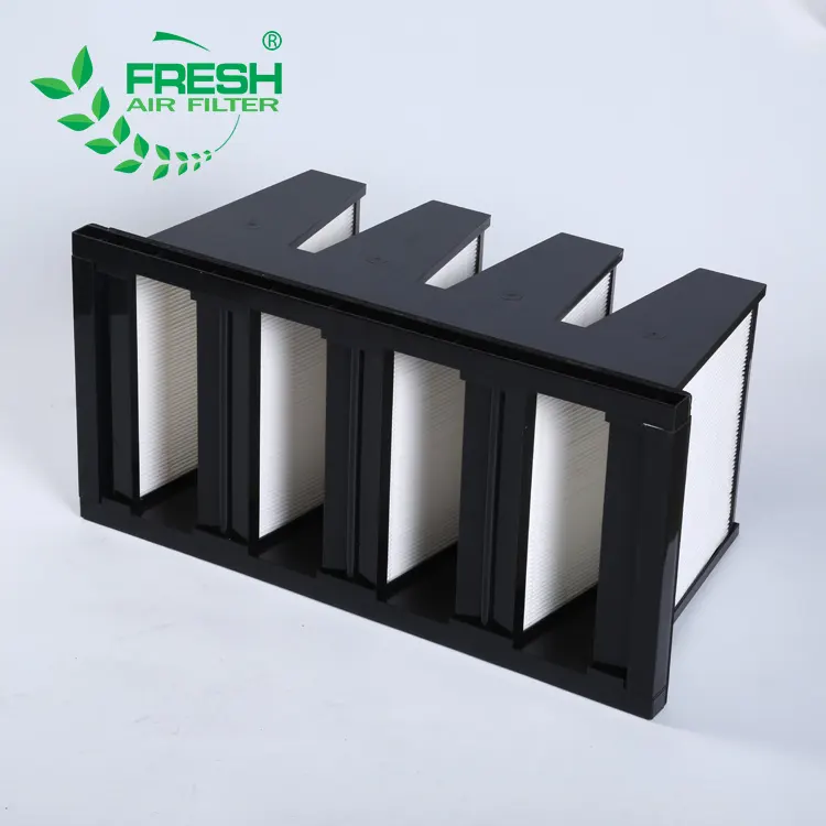 high efficient 99.99% Plastic frame V bank combined hepa air filters h14