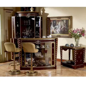 YB26 Luxury French Style Golden Bar Furniture /European Classic Corner Mini Bar/Antique Bar Counter, Bar Stool, Wine Ca