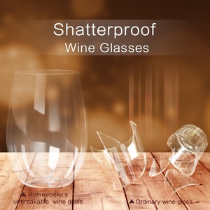 Wine <strong>Glasses</strong> Drinking 100% Tritan Stemless Dishwasher Transparent Support Safe <strong>Plastic</strong> Kitchen CLASSIC American Style - Product Image 4